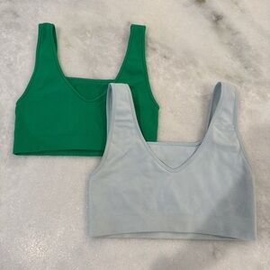 Green and Light Blue Women's sports bras